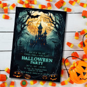 Invitation Éffrayante lune hantée nuit noire Halloween