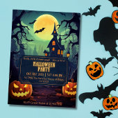 Invitation Éffrayante lune nuit hantée Halloween