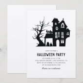 Invitation Éffrayante maison noire hantée. Halloween parti ru (Devant / Derrière)