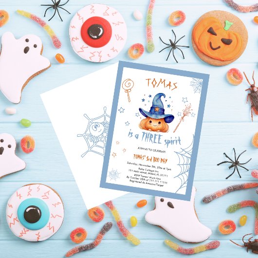 Invitation Éffrayante mignonne Halloween 3e anniversaire Boy 
