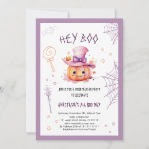 Invitation Éffrayante mignonne Halloween fille 7e anniversair