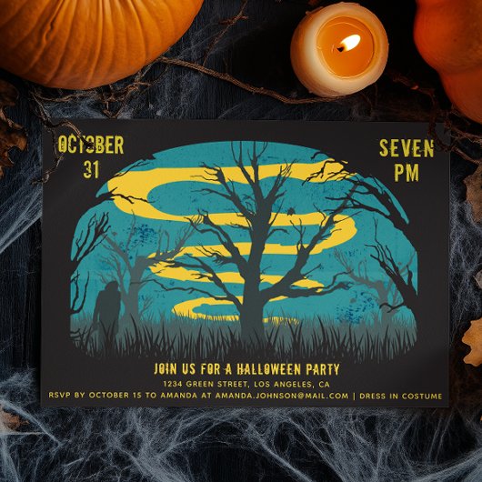 Invitation Éffrayante nuit effrayante. Costume d'Halloween no