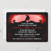 Invitation Éffrayante Red & Black Raven Halloween fête d'anni (Dos)