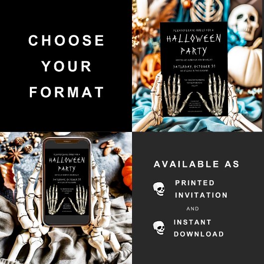Invitation Éffrayante Skeleton Halloween