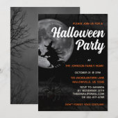 Invitation Éffrayante sorcière et fête d'Halloween (Devant / Derrière)