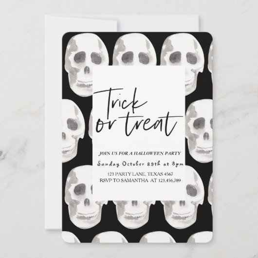 Invitation Effrayer Scull Trick ou traitement | Parti Hallowe (Devant)