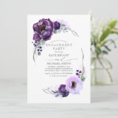 Invitation Eggplant Purple Floral Élégant Partie d'engagement (Debout devant)