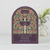 Invitation Eggplant Royal Medieval Sword Wedding Arch (Debout devant)