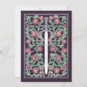 Invitation Eggplant Silver Sword Medieval Fantasy Wedding (Dos)