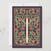 Invitation Eggplant Sword Floral Medieval Fantasy Wedding  (Dos)