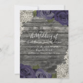 Invitation Eggplant violet Rose Russe Mariage dentelle en boi (Devant)