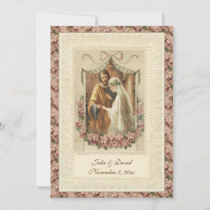 Invitation Église catholique de mariage vintage/Réception