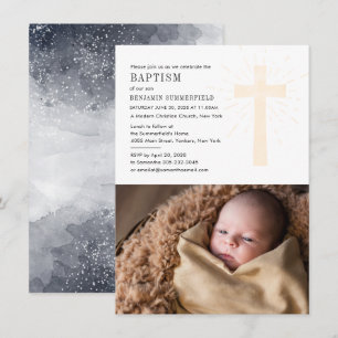Invitation Église chrétienne Baptême Bébé Photo Religieux Inv