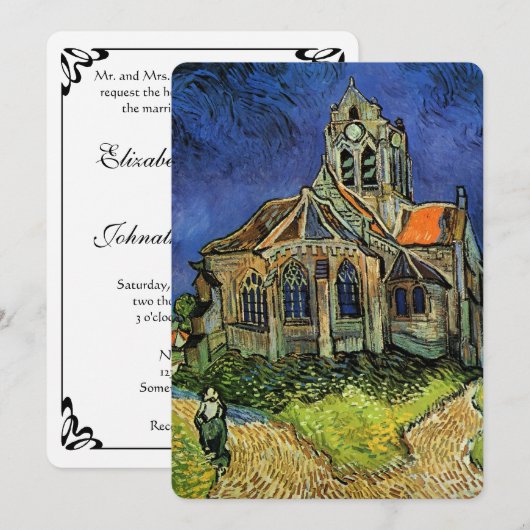 Invitation Eglise d'Auvers par Vincent van Gogh Mariage (Devant / Derrière)