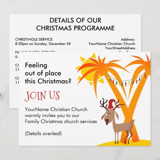 Invitation Église de Noël (Devant / Derrière)