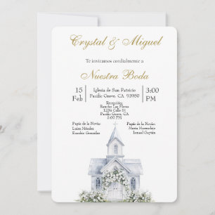 Invitation Église florale mariage espagnol