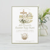Invitation Église neutre Chasse aux oeufs de Pâques Invitatio (Debout devant)
