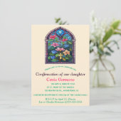 Invitation Eglise religieuse modifiable Fleurs de verre (Debout devant)