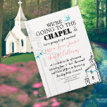 Invitation Église religieuse Nous allons à la Mariage de la c<br><div class="desc">Inséparables rétro Bleu et Corail mignon Vintage Moderne Nous allons à la Chapelle Nous allons nous marier. Aqua, rose et rouge chrétien religieux et Mariage de l'église. Et les deux deviendront un. Écriture, Citations bibliques et typographie. Mariage vintage Red et Aqua Buntings. Voir ci-dessous - RSVP pour faire correspondre le...</div>