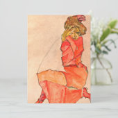 Invitation Egon Schiele - femelle à genoux dans la robe de (Debout devant)
