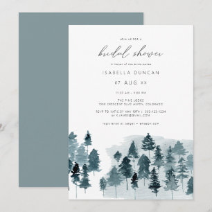 Invitation EGRET Rustique Bleu Hiver Pin Bridal Shower