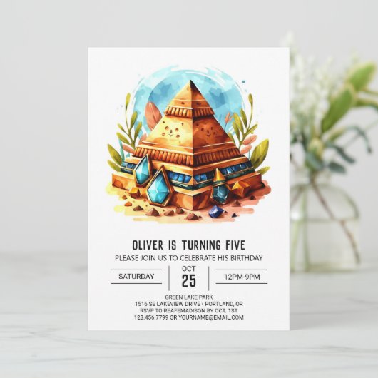 Invitation Egypte ancienne coutume Pyramides modernes Anniver (Debout devant)