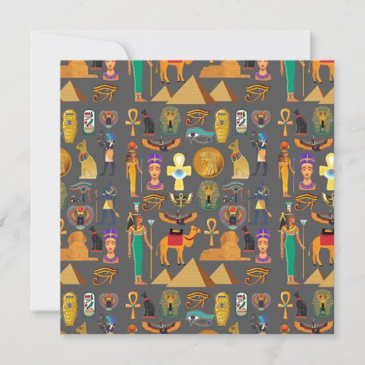 Invitation Egyptian Hieroglyphic Symbol Pattern pharaoh      (Devant)