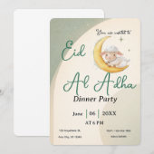 Invitation Eid  Al Adha Dusty Green Sheep Dinner Party (Devant / Derrière)