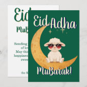 Invitation Eid Al Adha Mubarak Cute Sheep Greeting Card (Devant / Derrière)