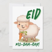 Invitation Eid Al Adha Mubarak Cute Sheep Greeting Card  (Devant)