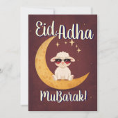 Invitation Eid Al Adha Mubarak Funny Sheep Greeting Card  (Devant)