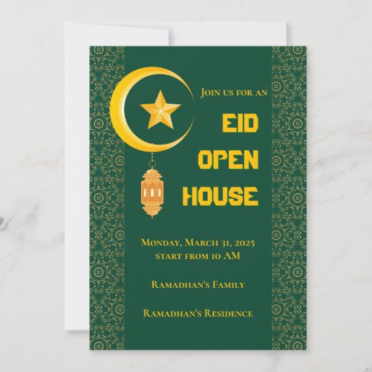 Invitation Eid al Fitr Moubarak Ramadan Kareem Moon Star (Devant)