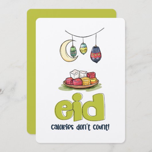 Invitation Eid Mamoul No Regrets | Les calories ne comptent p (Devant / Derrière)