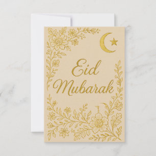 Invitation Eid Moubarak - Fleurs de mosquée blanches et dorée