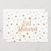Invitation Eid Moubarak Gold Star Parties scintillant Décor é (Devant / Derrière)
