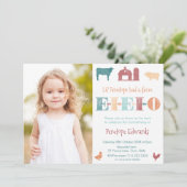 Invitation EIEIO Fall Vieux MacDonald Fille Anniversaire Phot (Debout devant)