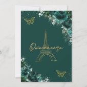 Invitation Eiffel Paris Quinceañera Emerald Green Floral (Dos)