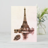 Invitation Eiffel Tower and Boats in Paris (Debout devant)