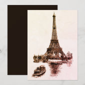 Invitation Eiffel Tower and Boats in Paris (Devant / Derrière)
