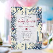 Invitation Eiffel Tower French Toile De Jouy Baby Shower