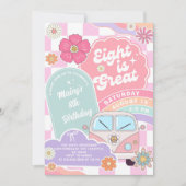 Invitation  Eight is Great Rainbow Daisy Birthday (Devant)