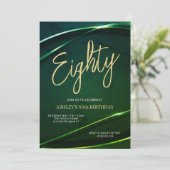 Invitation Eighty Emerald Green and Gold 80th Birthday (Debout devant)