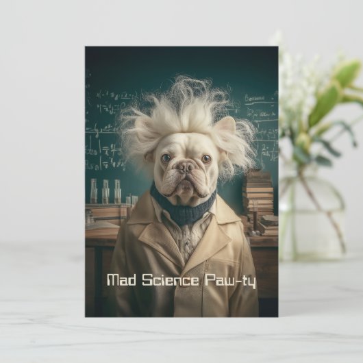 Invitation Einstein Pup in Lab Coat (Debout devant)