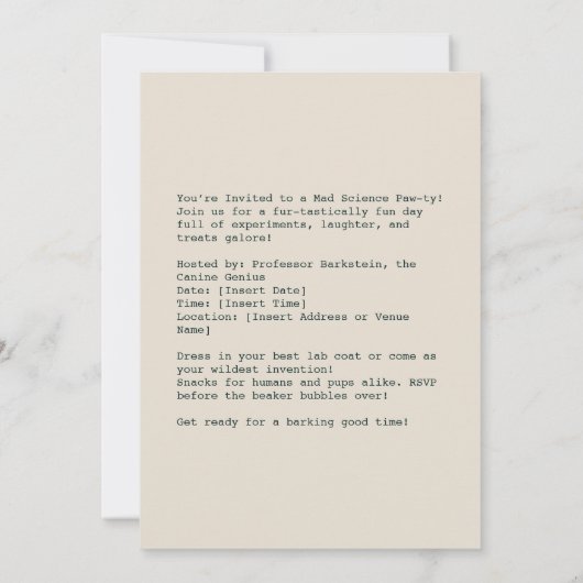 Invitation Einstein Pup in Lab Coat (Dos)