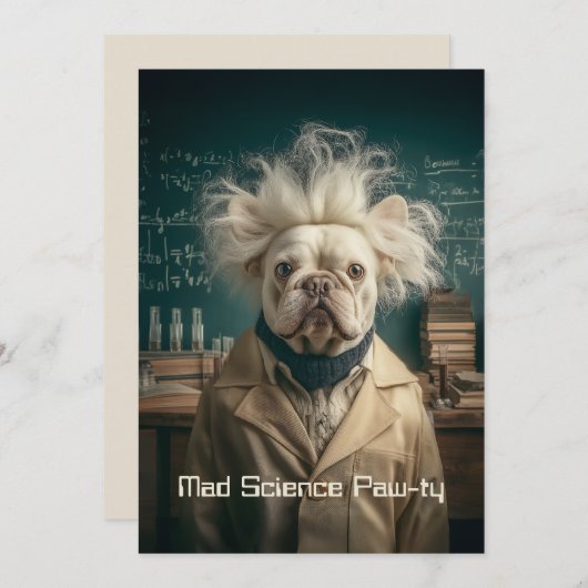 Invitation Einstein Pup in Lab Coat (Devant / Derrière)