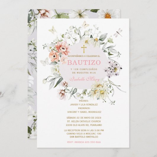 Invitation El Bautizo y Primer Añito de nuestra hija (Devant / Derrière)