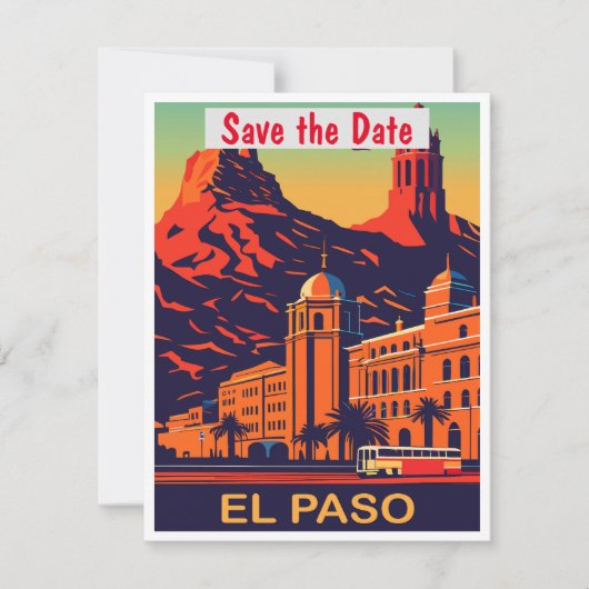 Invitation El Paso enregistrer la date en orange (Devant)