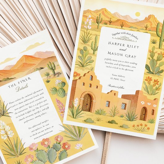 Invitation El Paso Texas Cactus & Adobe House Mariage