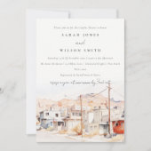Invitation El Paso Texas City Scape Aquarelle Couples Douche (Devant)