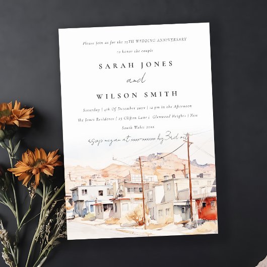 Invitation El Paso Texas City Scape Mariage Anniversaire